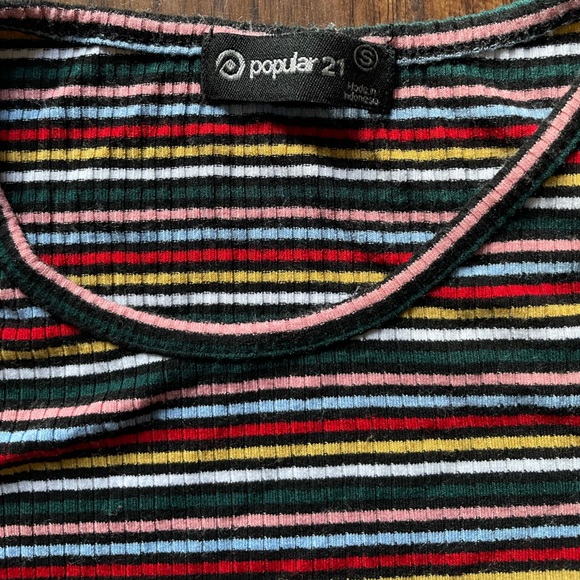 Popular 21 Multicolor Striped Ribbed Fitted Tee - Picture 2 of 6